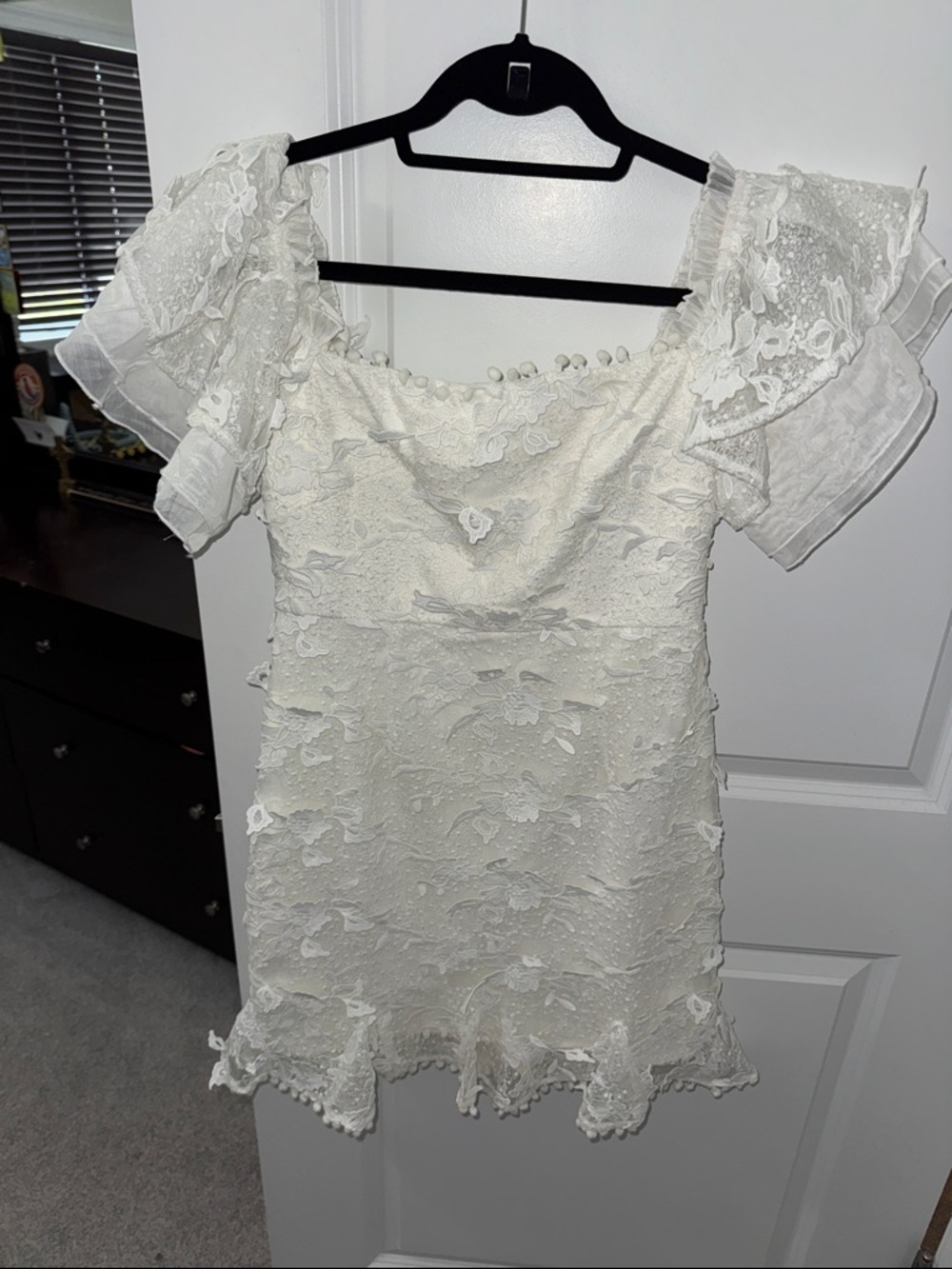 Two Sisters The Label White Pom-Trim Dress